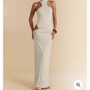 Elegant Cream Halter Maxi Dress